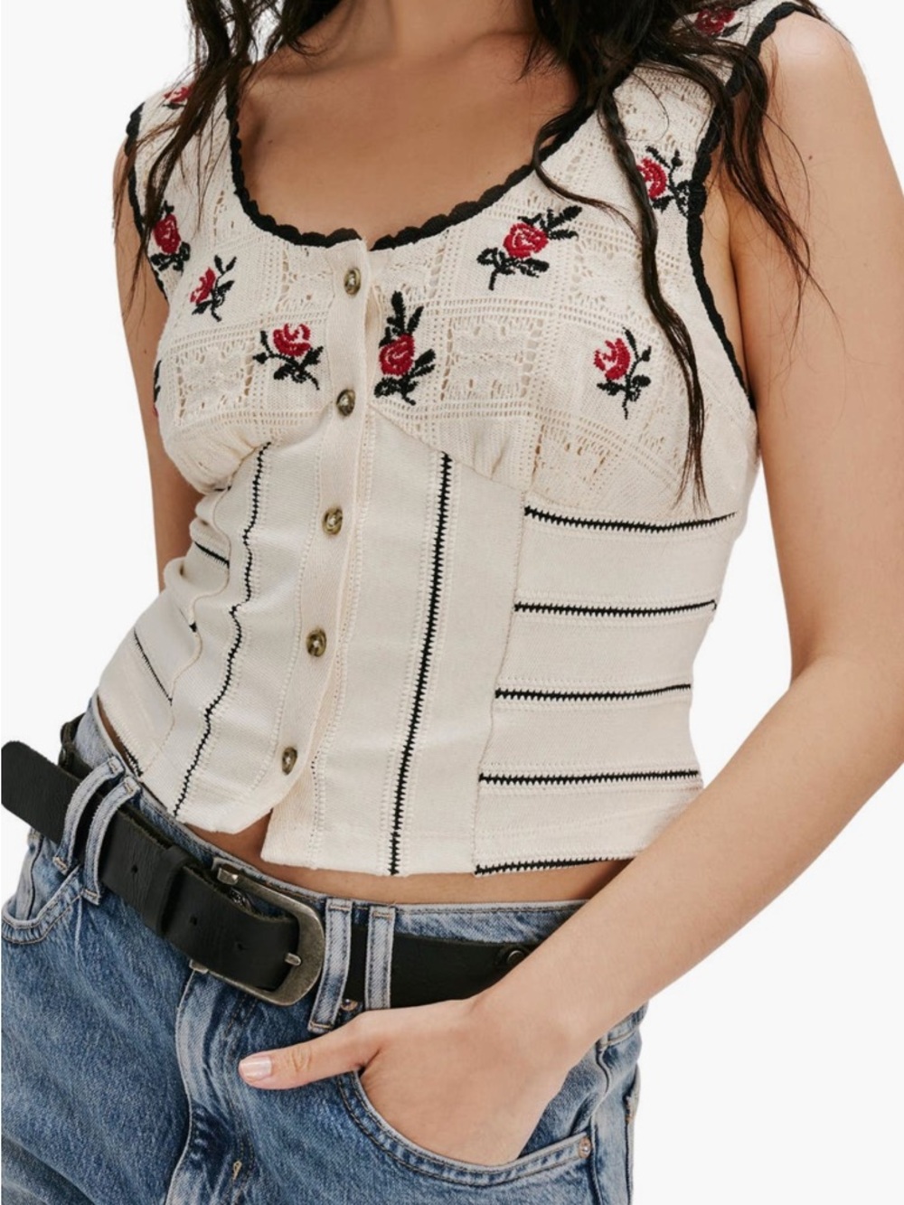 Rose Bud Pointelle Knit Tank - Free People